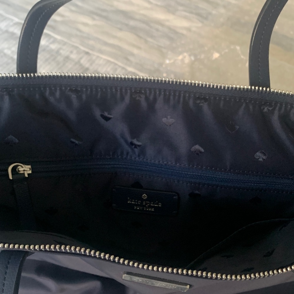 kate spade navy tote with leather straps - Picture 4 of 9